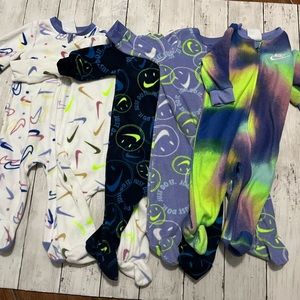Nike 3-6 month fleece infant sleepers EUC lot of 5